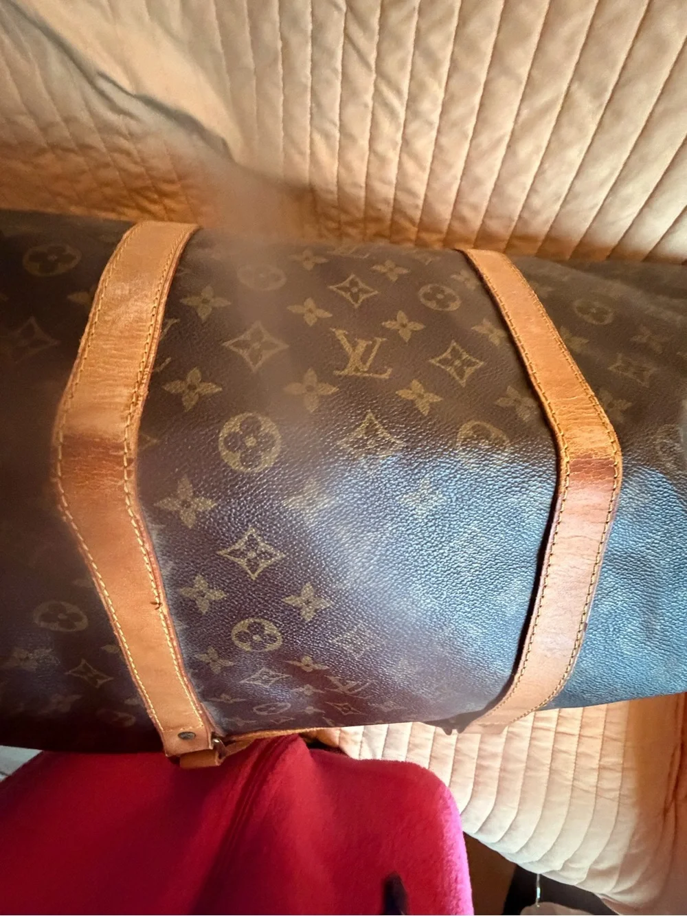 Louis Vuitton Monogram Canvas Travel Duffel in Brown and Tan 55